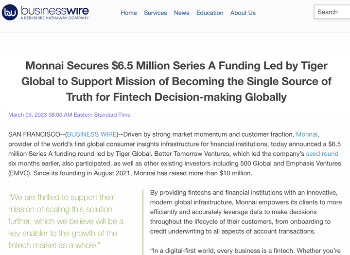 Monnai on Business Wire